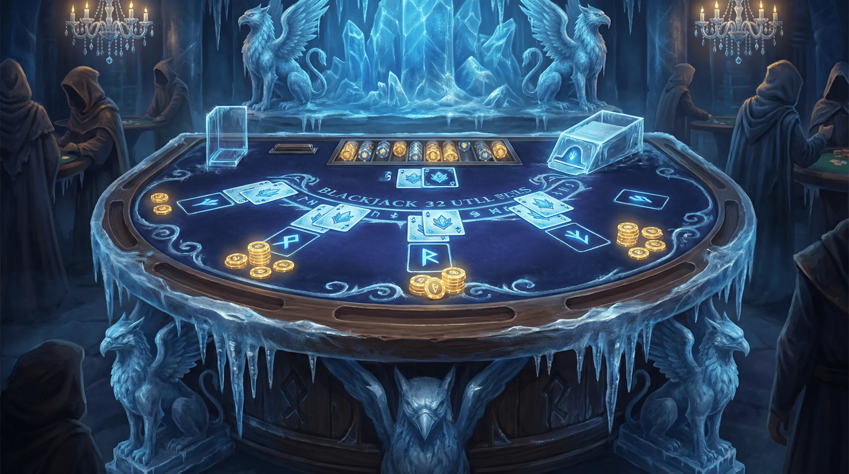 Mesa de Blackjack elegante com tema de gelo no onabet entrar